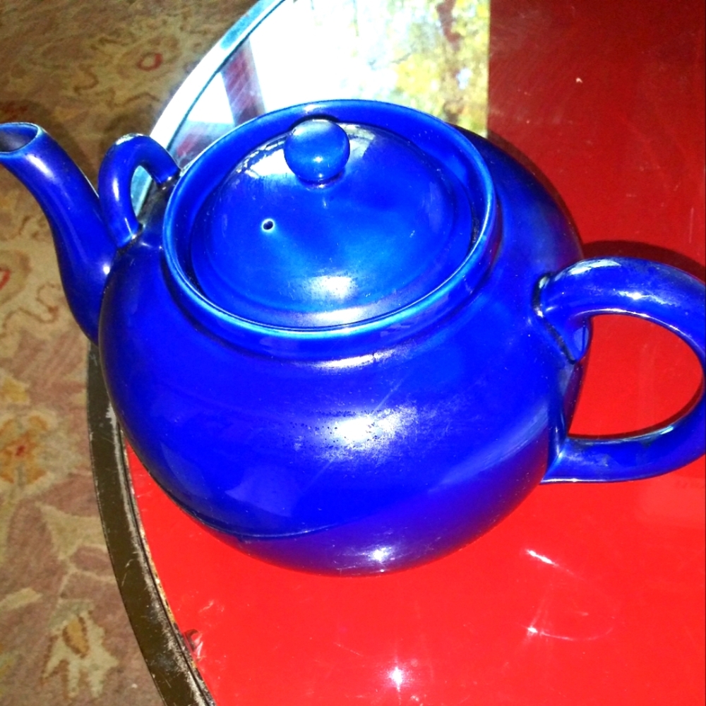Vintage BLUE Ceramic Teapot